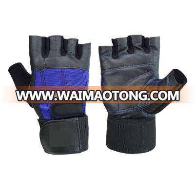 Weight Lifting Gloves Leather Exercise Gym Training Fitness Glove Black Blue